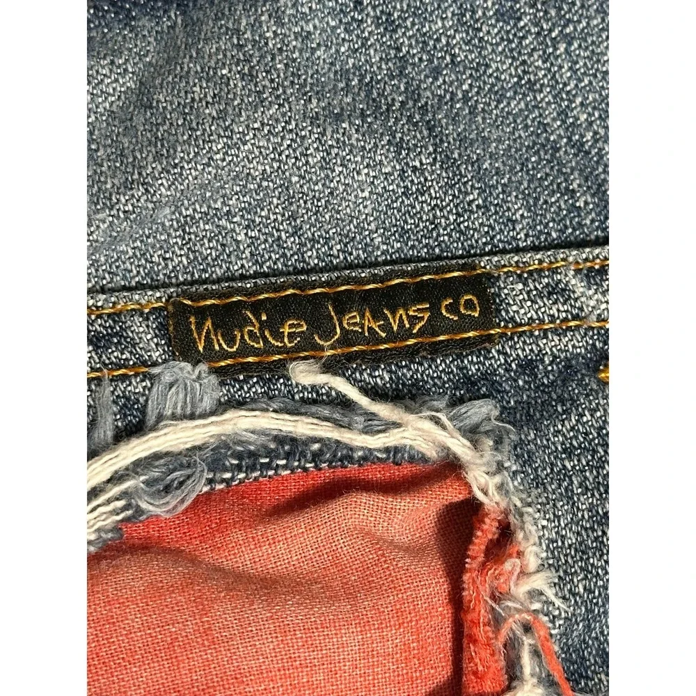 Nudie Jeans Distressed Denim Cutoff Shorts Women's Size 29/34 Made in Italy Blue